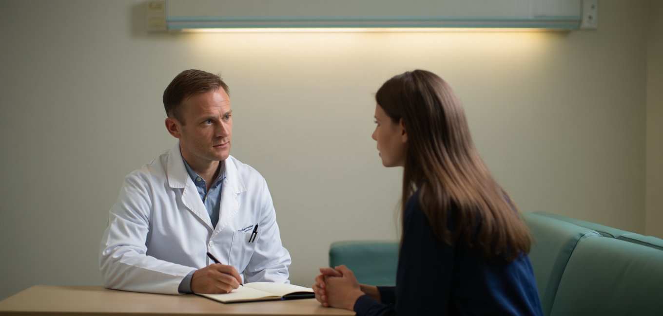 Консультация нарколога Врач консультирует пациента