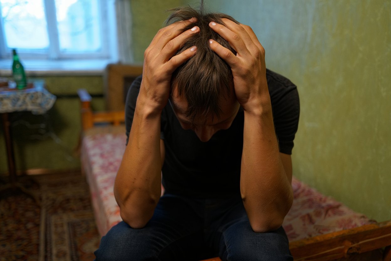 Влияние алкоголя на психику Мужчина держится за голову