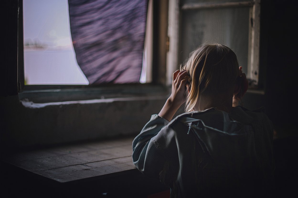 Понятие шизофрении Девушка держится за голову